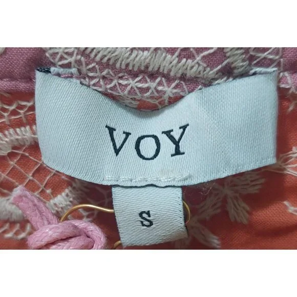 NWT Voy Paisley Colorblock Boho Cotton Tiered Dress~V-Neck/Puff Sleeves~SMALL - Picture 3 of 9